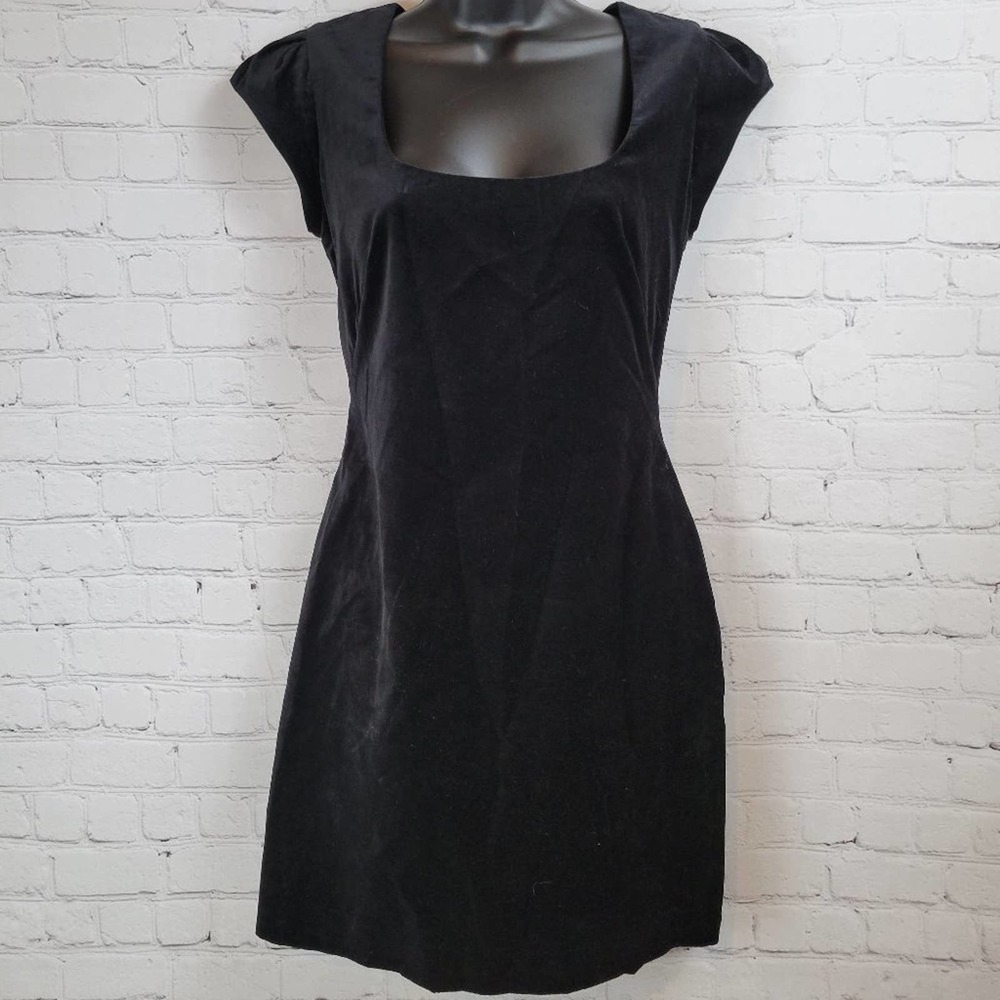 French Connection Black Velvet Dress Bow Detail